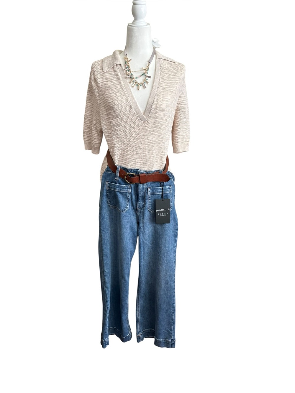 Risen Ankle Wide Leg High-Rise Blue Women’s Jeans